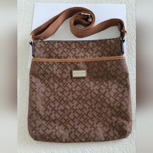Tommy Hilfiger Brown Geometric Crossbody Bag